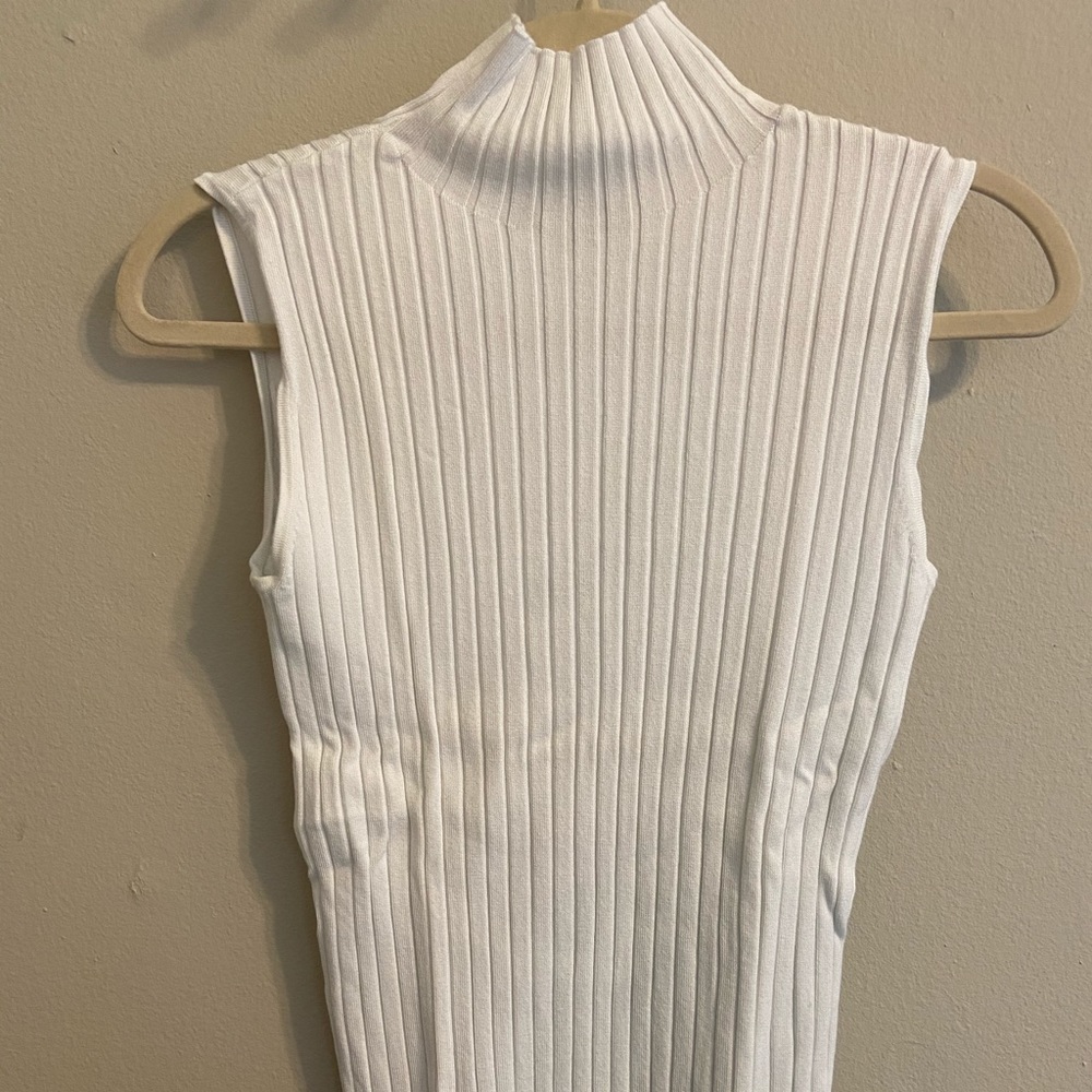 COPY - 525 America White Ribbed Mock Neck Sweater